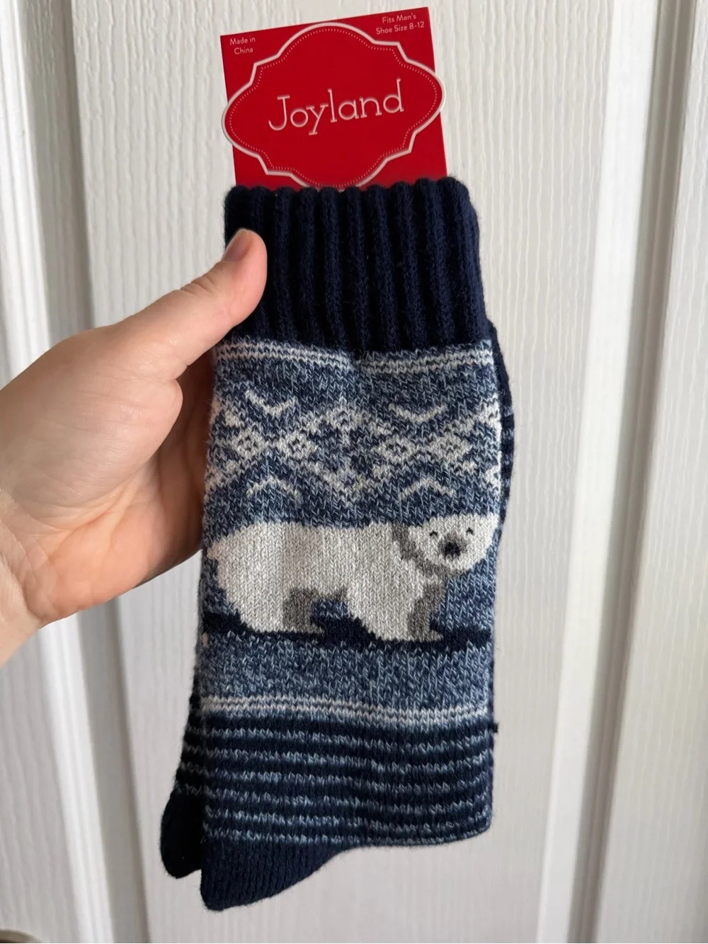 belk Navy & White Striped Knit Crew Socks